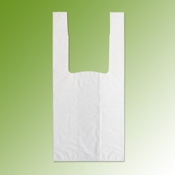 cabas forme chemise avec anses longues, 28 / 20 x 60 cm, blanc sans impression